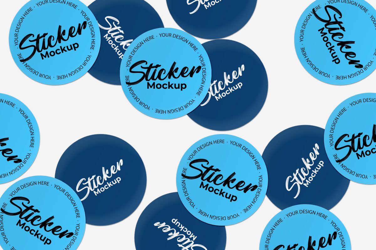 Mix of round sitckers collection mockup - công ty quảng cáo nguyễn hồ